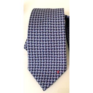 Fab! BVLGARI SEVENFOLD Mens 100% Silk Necktie ITALY Horses Blue